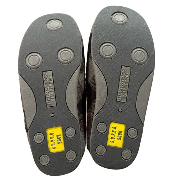 NEW Deer Stags Nordic Plaid Slippers Faux Shearling Check Men’s 7 Women’s 9 - Picture 5 of 7